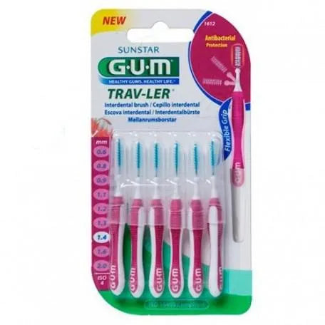 GUM GUM Interdentalbürsten Proxabrush 6 Stück zur Zahnzwischenraumreinigung Sonnenpflege