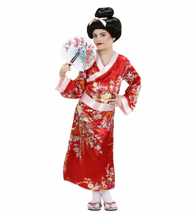 Geisha-Kimono mit Gürtel in traditionellem Design für Fasnacht