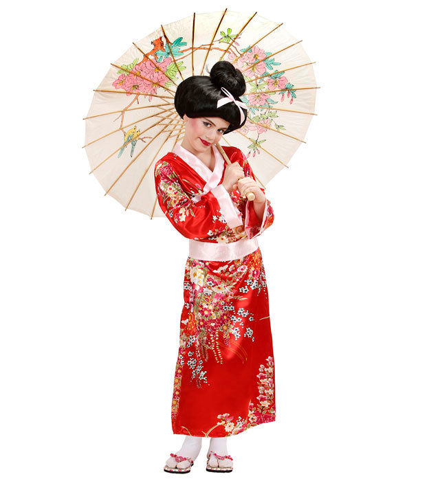 Geisha-Kimono mit Gürtel in traditionellem Design für Fasnacht