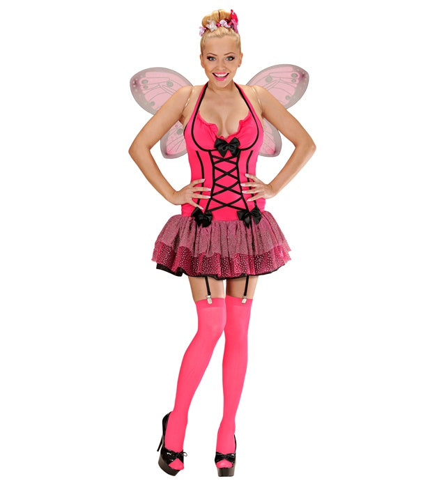 Pinkfarbenes Schmetterlingskostüm mit Kleid, Flügeln und Haarspange