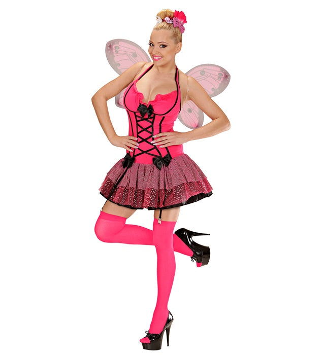 Pinkfarbenes Schmetterlingskostüm mit Kleid, Flügeln und Haarspange