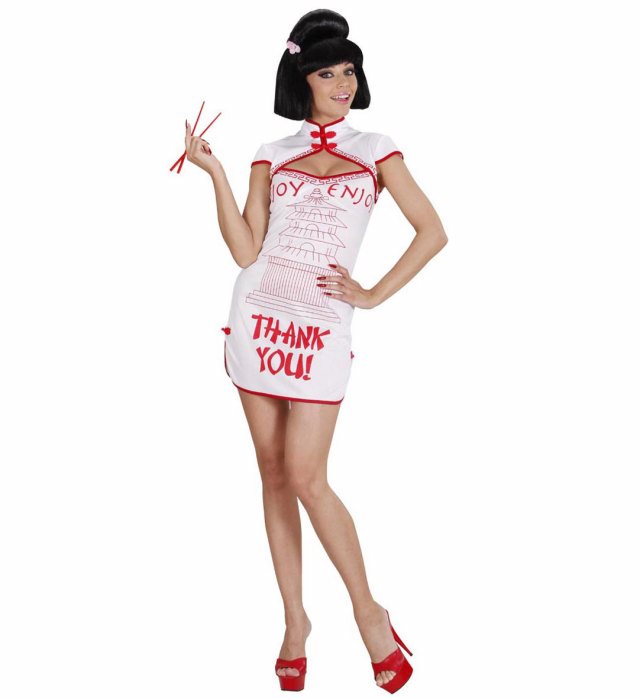 Chinesin Take Away Kostümkleid in zwei Farben für Fasnacht und Karneval