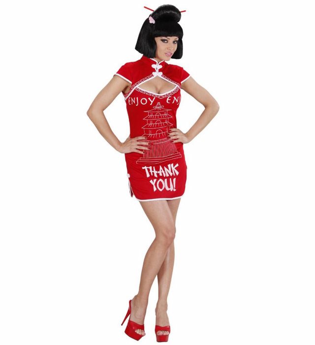 Chinesin Take Away Kostümkleid in zwei Farben für Fasnacht und Karneval