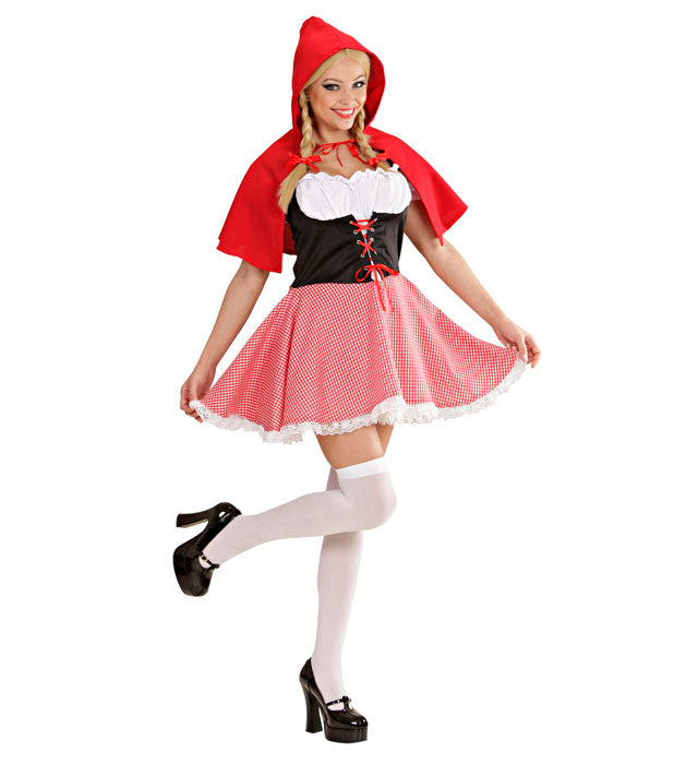 Rotkäppchen Kostüm mit rotem Kleid und Kapuzenumhang für Fasnacht