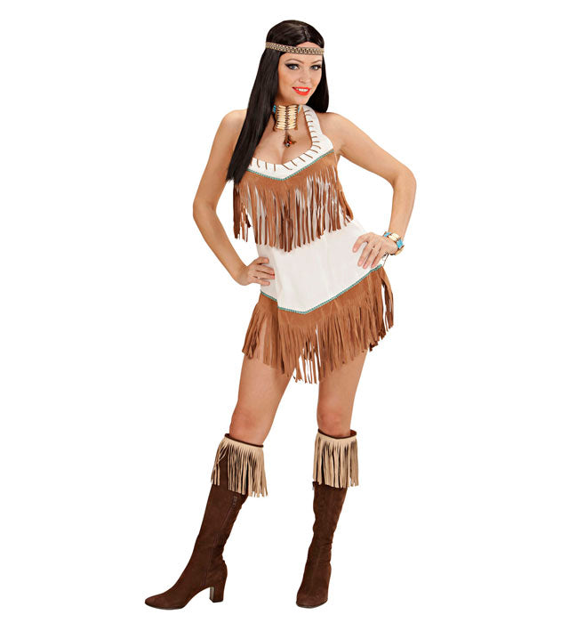 Indianerin Kostüm mit Kleid und Stirnband für Fasnacht und Karneval