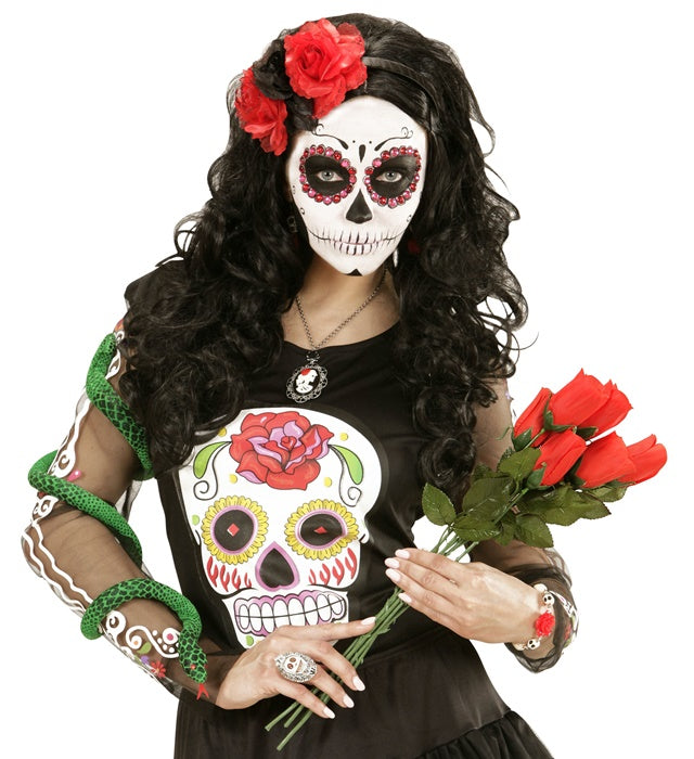 Rote Rosen auf Stielen, 44 cm, 48er Display Box für Fasnacht Dekoration