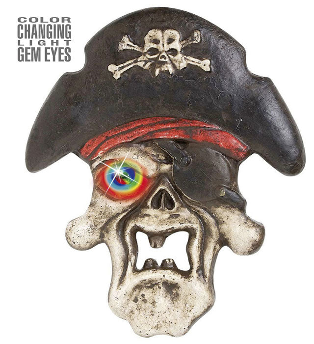 Piraten Totenkopf mit leuchtenden farbwechselnden Augen 36x42 cm Fasnachtsdekoration