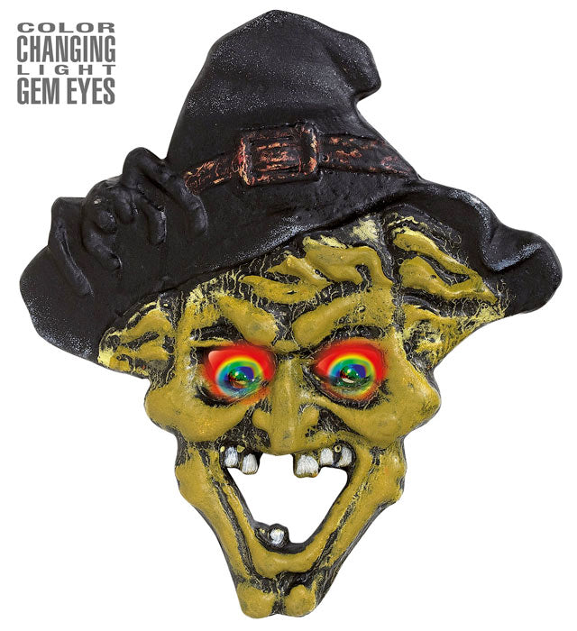 Hexenmaske mit leuchtenden, farbwechselnden Augen für Fasnacht und Halloween