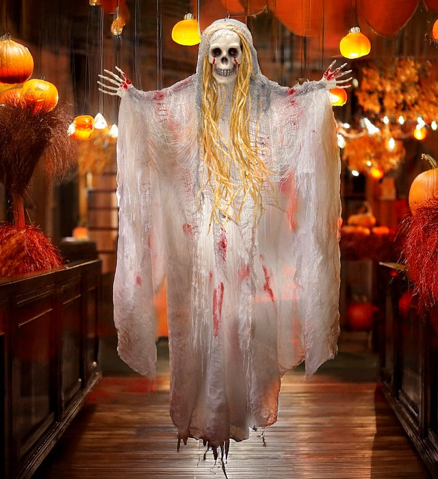 Blutendes Gespenst 90 cm Halloween Deko mit blutigen Details