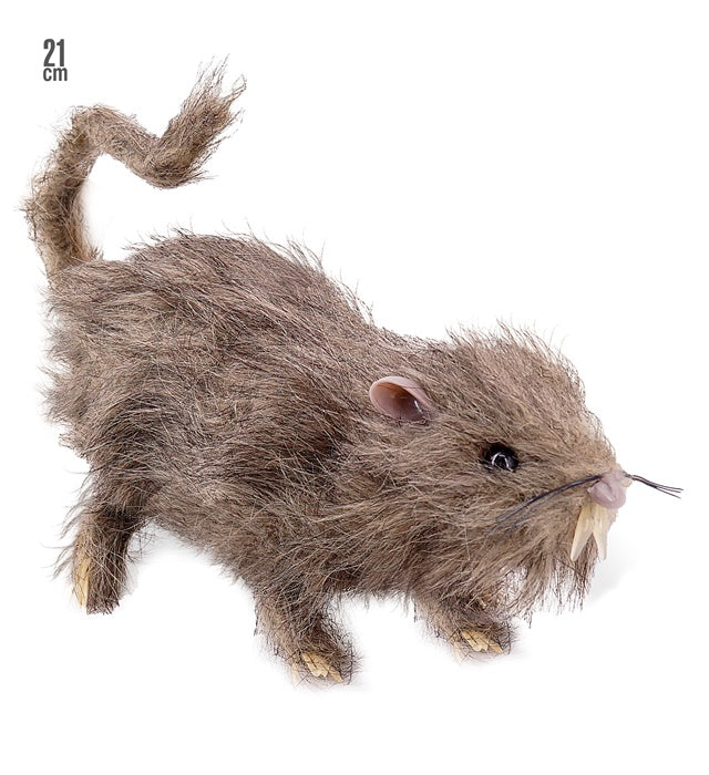 Haarige Ratten-Figur 21 cm realistisches Tierdekor Fasnacht Halloween