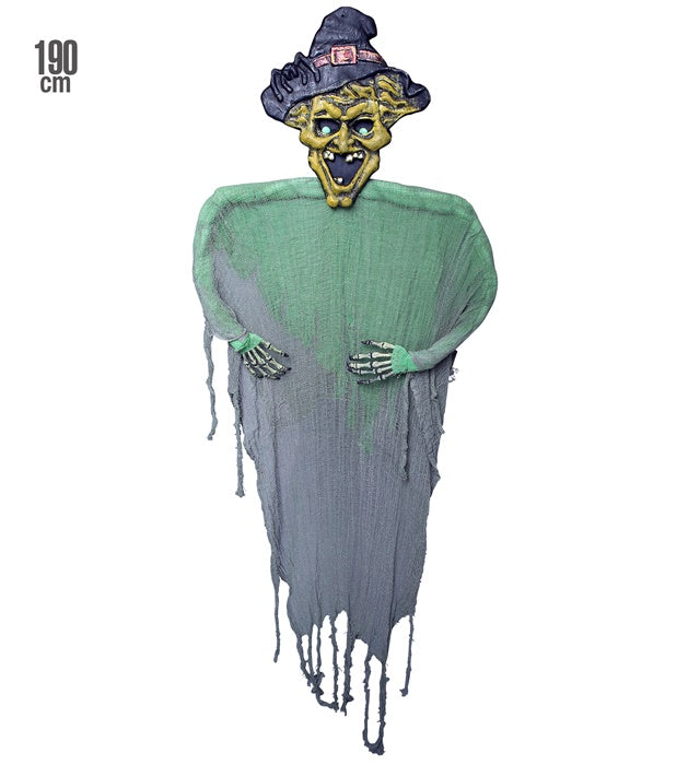 Lebensgroße Hexenfigur 190 cm als Halloween- und Fasnachtsdekoration