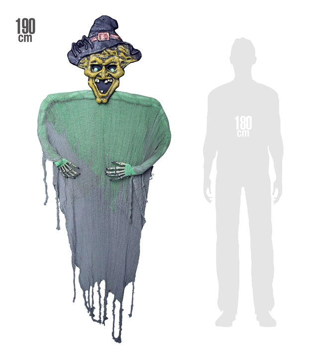 Lebensgroße Hexenfigur 190 cm als Halloween- und Fasnachtsdekoration