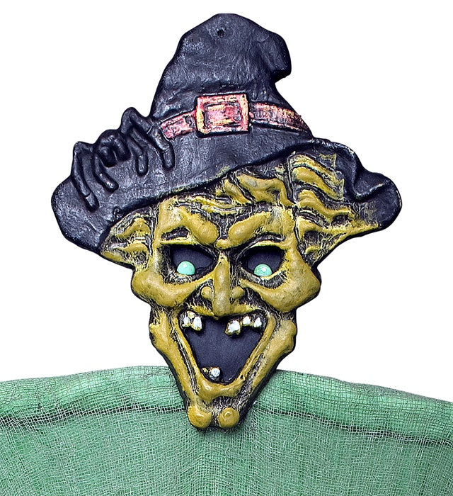 Lebensgroße Hexenfigur 190 cm als Halloween- und Fasnachtsdekoration