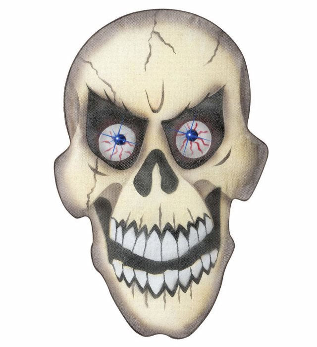 Totenkopf aus transparentem Chiffon mit funkelnden Juwelen-Augen, 36x55 cm