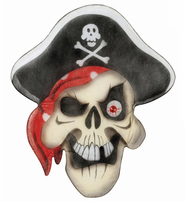 Piratentuch aus Chiffon mit Totenkopf und Schmuckjuwel-Augen 48x56 cm
