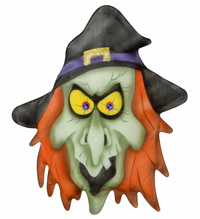 Hexe aus Chiffon mit funkelndem Juwel, Halloween- und Fasnachtsdekoration 33x57 cm