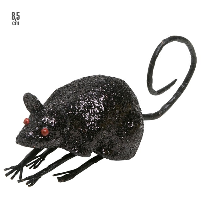 Schwarze Maus 8,5 cm realistisches Tier-Accessoire für Fasnacht