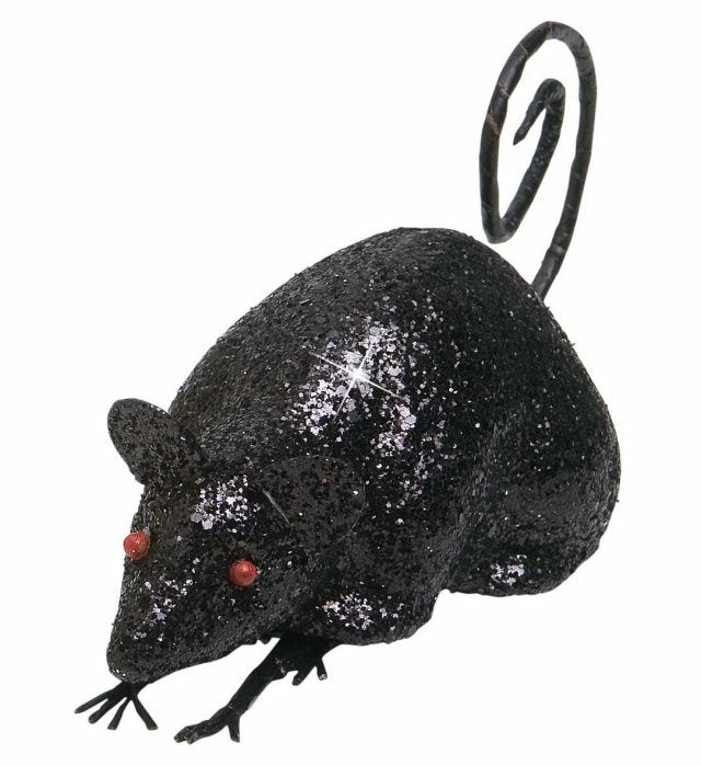 Schwarze Maus Dekofigur 12 cm für Fasnacht und Mottopartys