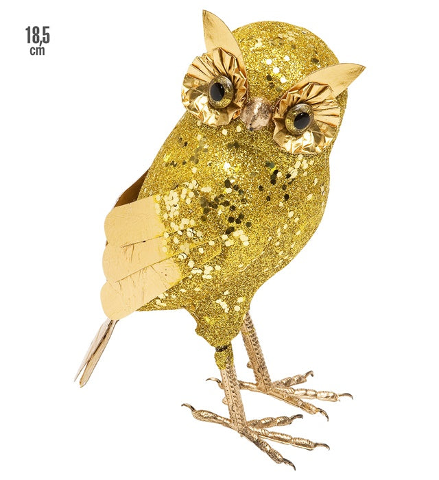 Goldene Eule Dekofigur 18,5 cm mit detailreichem Design