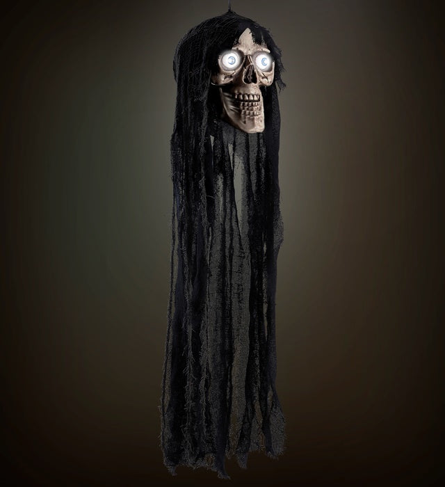Sprechender Totenkopf mit leuchtenden Augen und beweglichem Unterkiefer