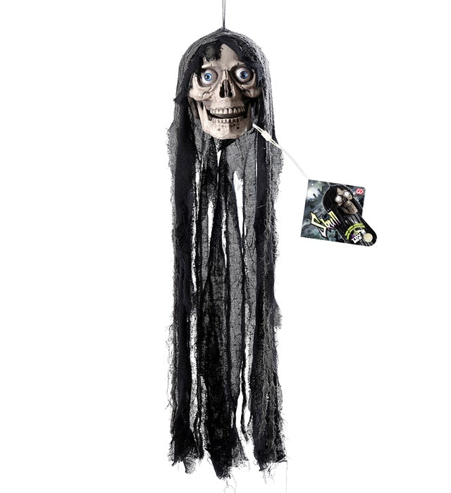 Sprechender Totenkopf mit leuchtenden Augen und beweglichem Unterkiefer