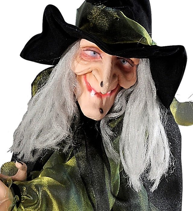 Hexe auf fliegendem Besen 100 cm Halloween Fasnachtsdekoration