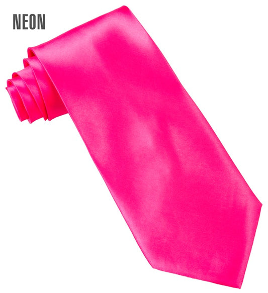 Neon pinke Krawatte aus glänzendem Satin für Fasnacht und Karneval