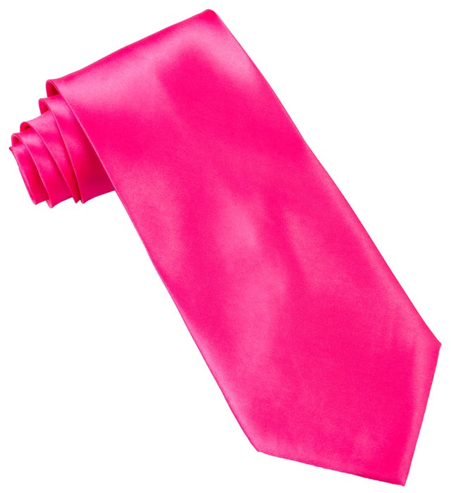 Neon pinke Krawatte aus glänzendem Satin für Fasnacht und Karneval