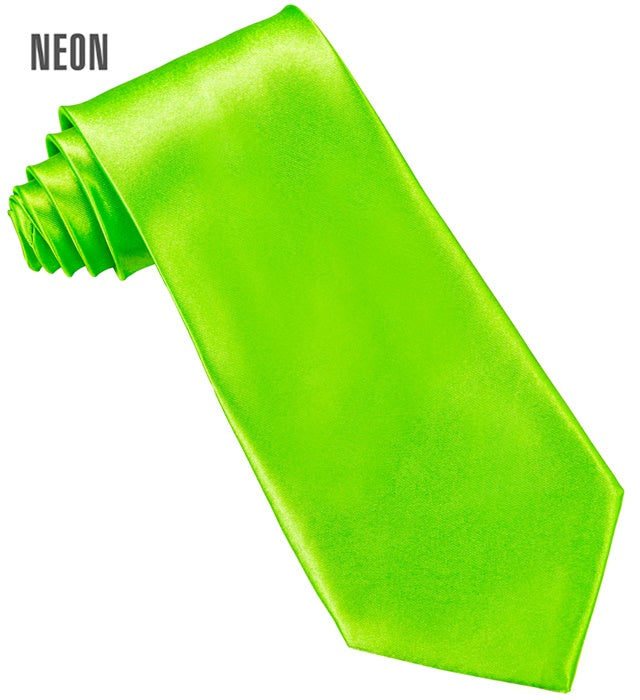 Neon grüne Satin-Krawatte als auffälliges Fasnachts-Accessoire