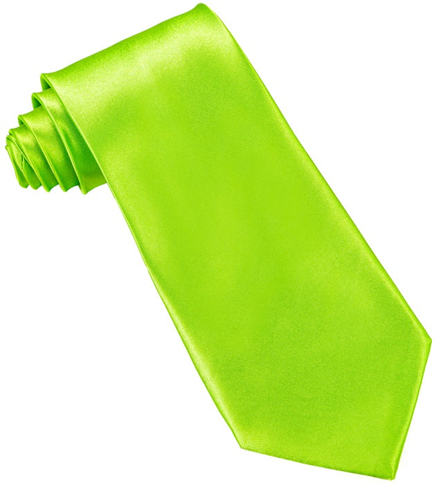 Neon grüne Satin-Krawatte als auffälliges Fasnachts-Accessoire