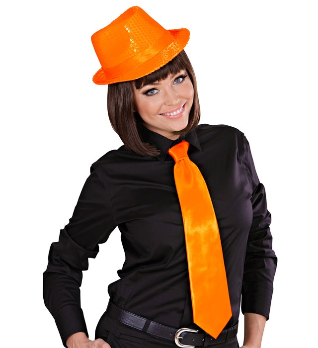 Neonorangene Satin-Krawatte als auffälliges Fasnacht-Accessoire
