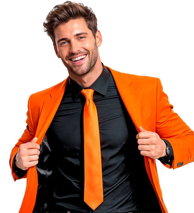 Neonorangene Satin-Krawatte als auffälliges Fasnacht-Accessoire