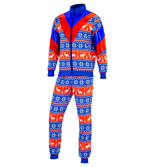 Blau-roter Trainingsanzug Merry Christmas Party Outfit mit Oberteil und Hose