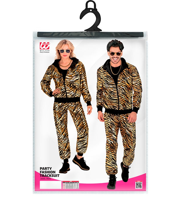 Goldener Trainingsanzug mit metallischem Tiermuster bestehend aus Oberteil und Hose
