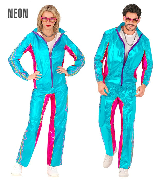 Blauer Metallic Trainingsanzug bestehend aus Oberteil und Hose für Fasnacht