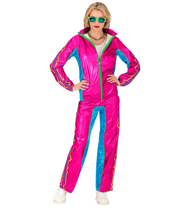 Metallic Pink Trainingsanzug bestehend aus Oberteil und Hose für Fasnacht und Mottopartys