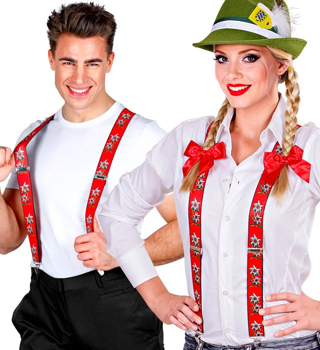 Hosenträger mit Edelweiss-Motiv in traditionellem Design