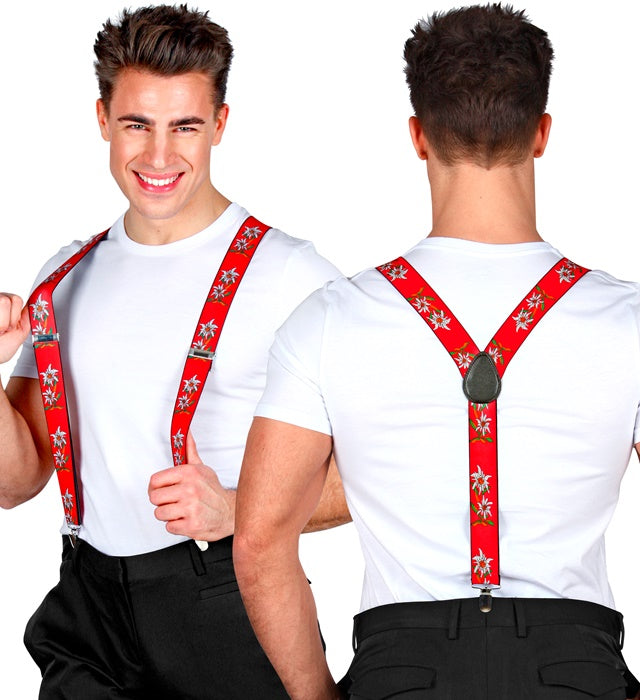 Hosenträger mit Edelweiss-Motiv in traditionellem Design
