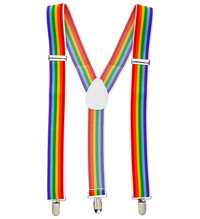 Hosenträger in lebendigen Regenbogenfarben als farbenfrohes Kostümzubehör