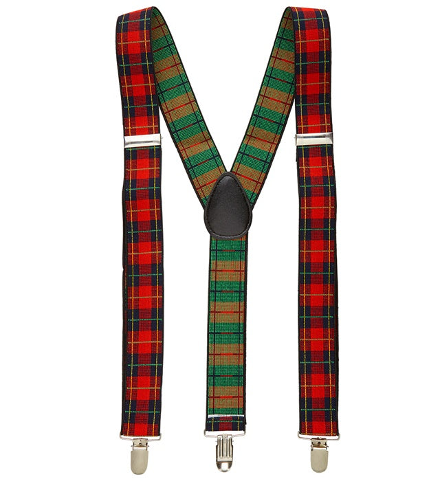 Hosenträger mit traditionellem Tartan-Muster für Fasnacht und Mottoparty