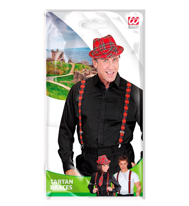 Hosenträger mit traditionellem Tartan-Muster für Fasnacht und Mottoparty
