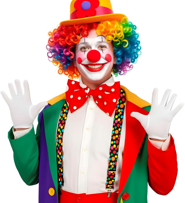 Gepunktete Hosenträger in buntem Design für Fasnacht und Karneval