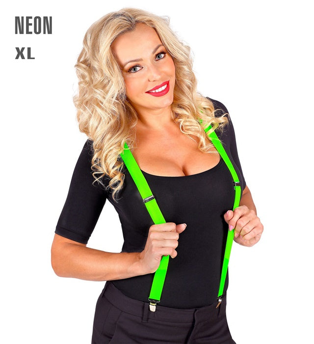 Neon grüne ultralange Hosenträger bis 120 cm als Kostümzubehör