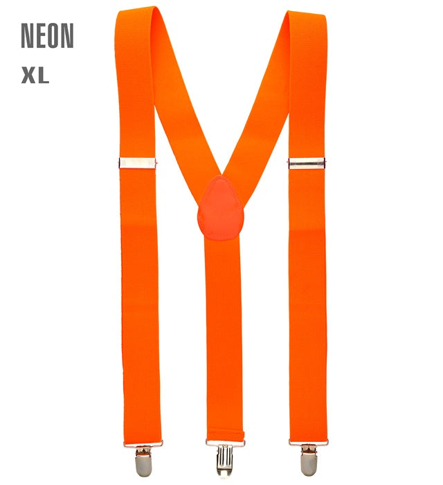 Ultralange neonorange Hosenträger bis 120 cm für Fasnacht Kostüm
