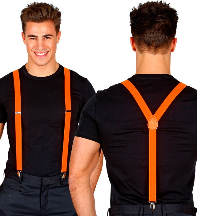 Ultralange neonorange Hosenträger bis 120 cm für Fasnacht Kostüm