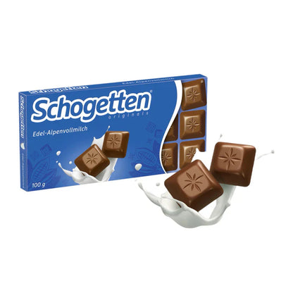 Schogetten Edel Alpenvollmilch Schokolade 100g – Produktbild – Detailansicht