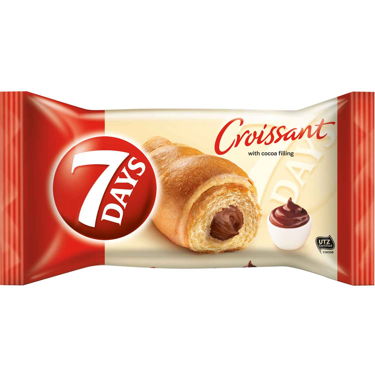 7Days Croissant Kakao 10x60g  10 einzeln verpackte Croissants mit Kakao-Creme-Füllung