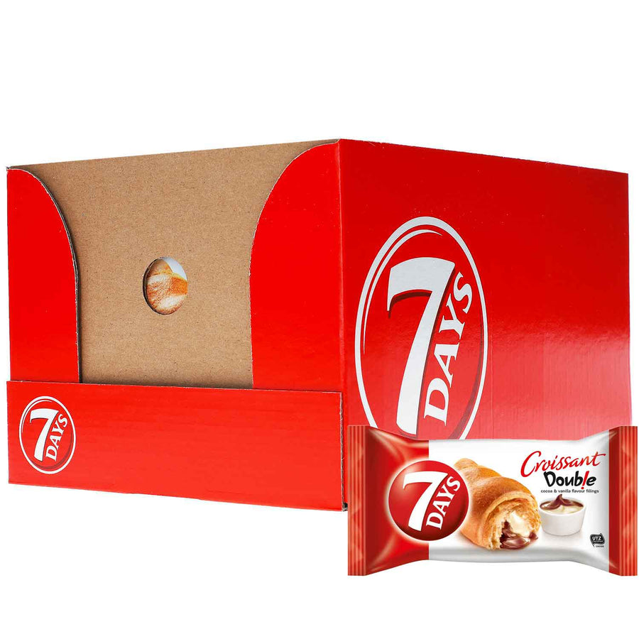 7Days Double Croissant Kakao & Vanille 1x60g  1 Crossaints mit Kakaocremefüllung und und Füllung mit Vanillegeschmack