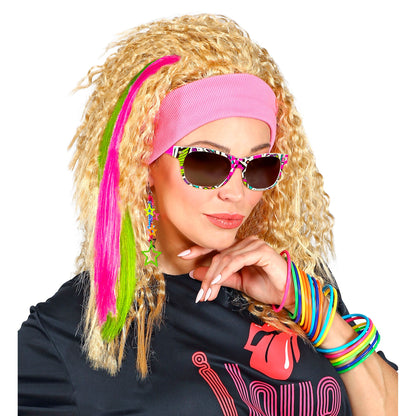"80's GIRL" (2 Neon Harrextensions,Ohrring, Handschuhe & Brille) – Ansicht 3