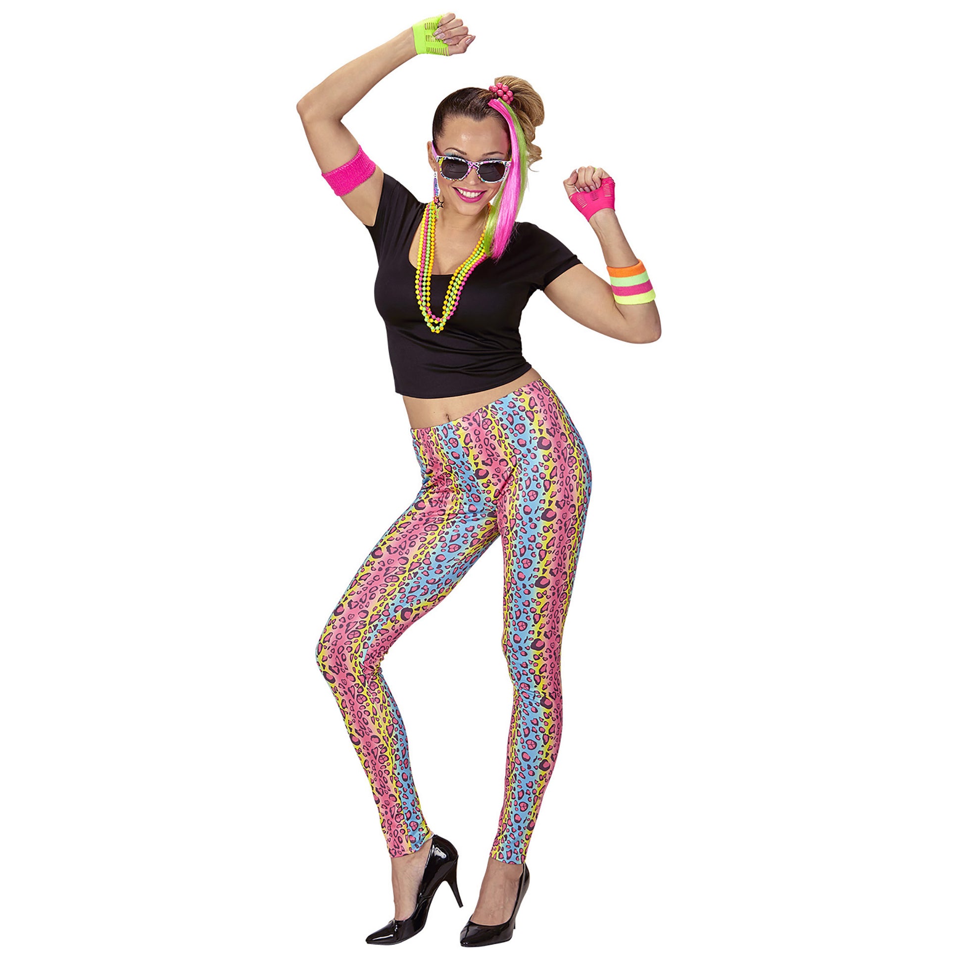 "80's GIRL" (T-shirt, Leggings, Kette) – Vorderansicht